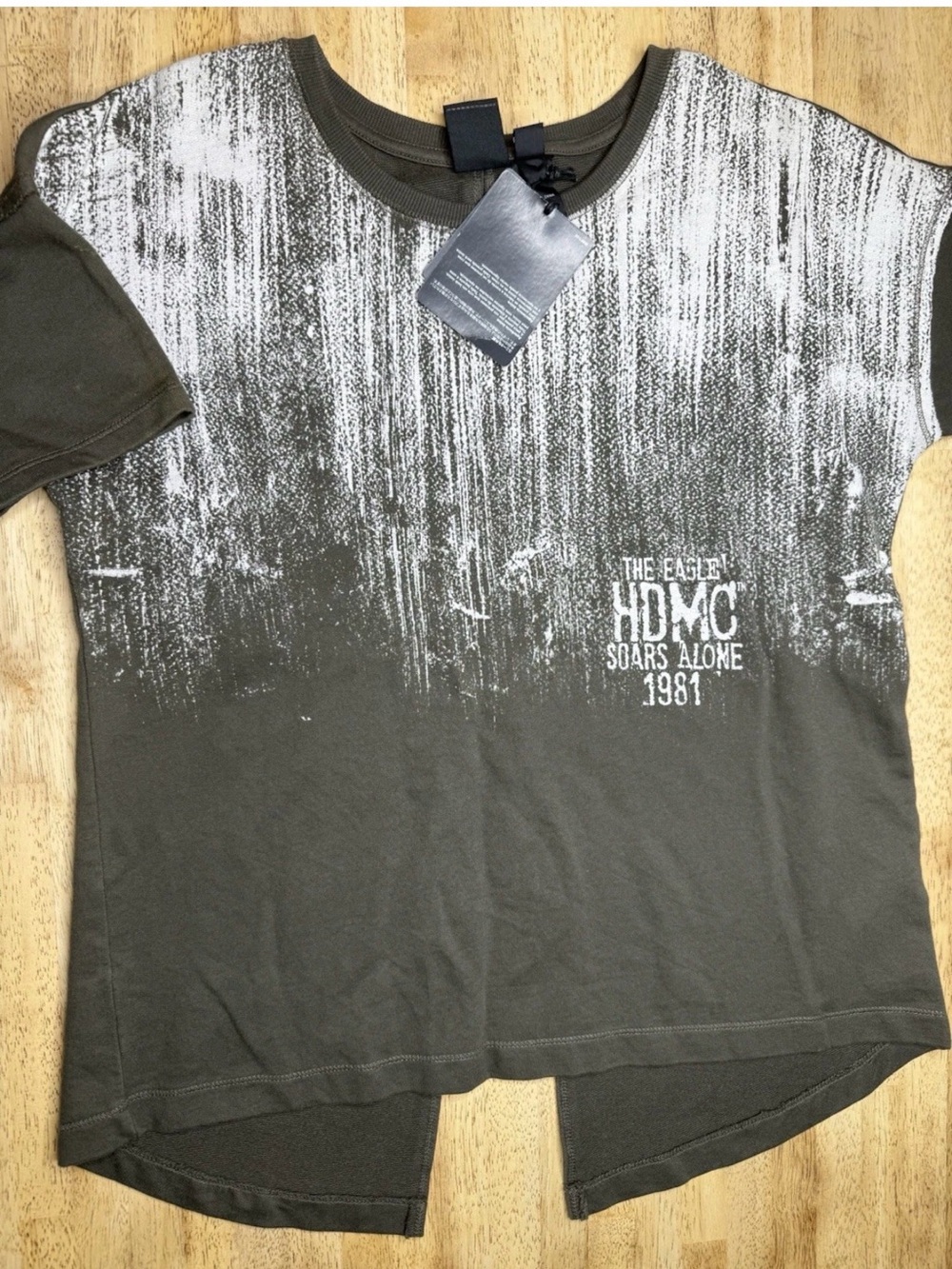 Harley-Davidson Olive Green Short Sleeve Graphic Tee with White Distressed Print